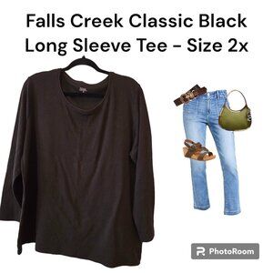 Falls Creek Classic Black Long Sleeve Tee - Size 2x